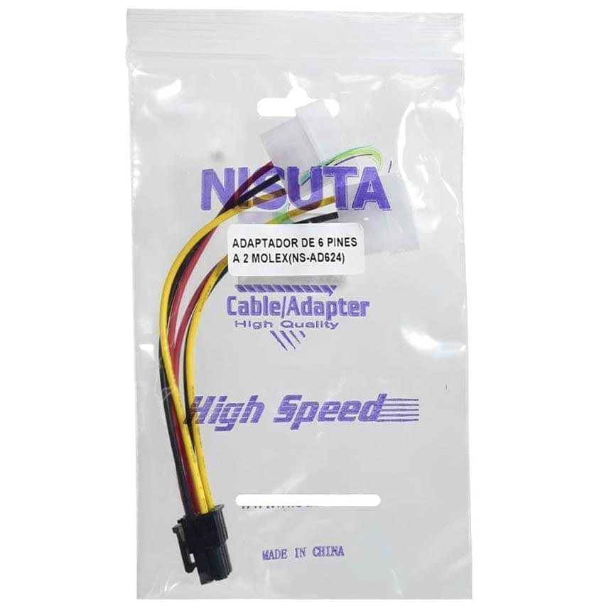 Adaptador 2 Molex a 1 Pci-E 6 Pines Para Vga Nisuta Ns-Ad624